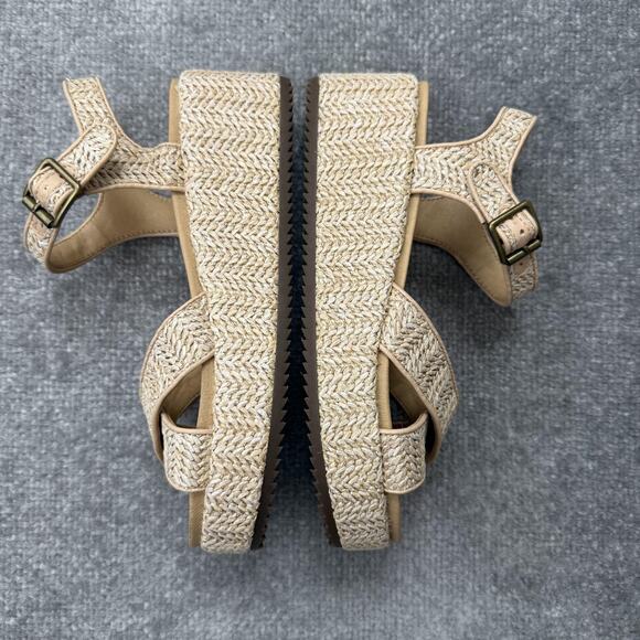 Lucky Brand Sandals Womens Size 6.5 Natural Wagoo Platform Espadrille Strappy - Picture 9 of 12